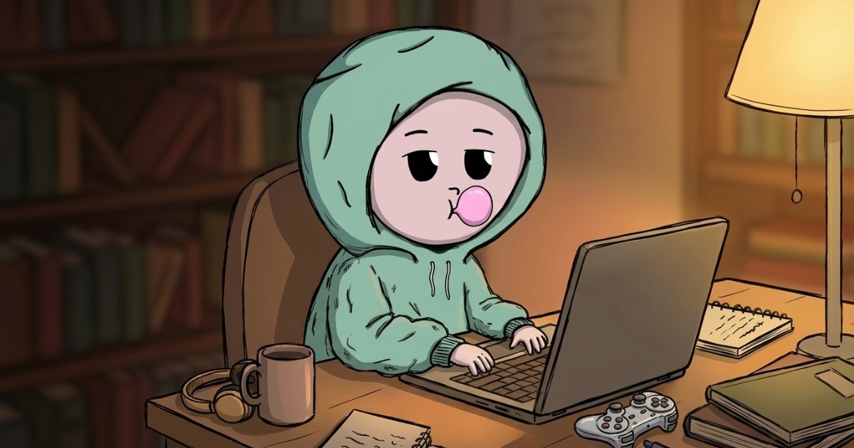 Chill Moodz character writing a blog